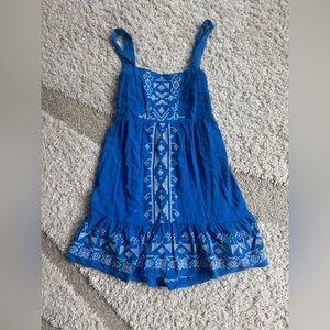 Rewind Blue Embellished Ruffled Sundress